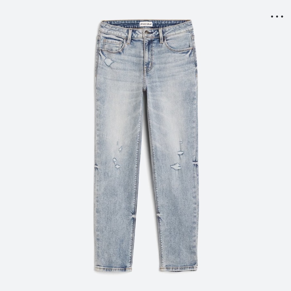 Frankie Mid Rise Distressed Girlfriend Roll Cuff Jean